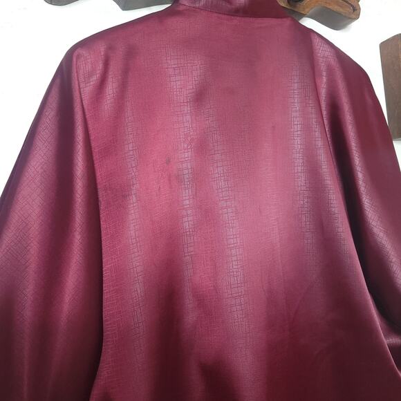 LINZHIXIU Silk Tang Suit Kung Fu Kimono Jacket Burgundy Red Dragan Embroidery✨️L - Picture 11 of 16